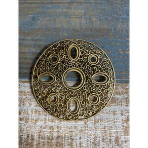 Round Brass Mosaic Necklace Pendant Double Hooked